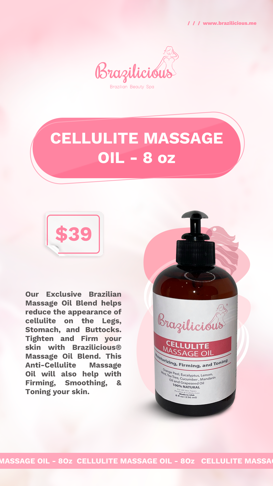 Cellulite Massage Oil - 8 oz